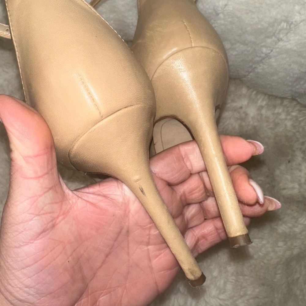 Sam Edelman Women's Nude Leather Jelena Size 9 Strappy Pumps - Picture 5 of 5